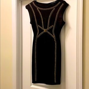 Black sleeveless scuba dress